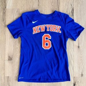 Nike NY Knicks Porzingis #6 Dri-Fit Tee Blue Athletic Shirt Women’s M